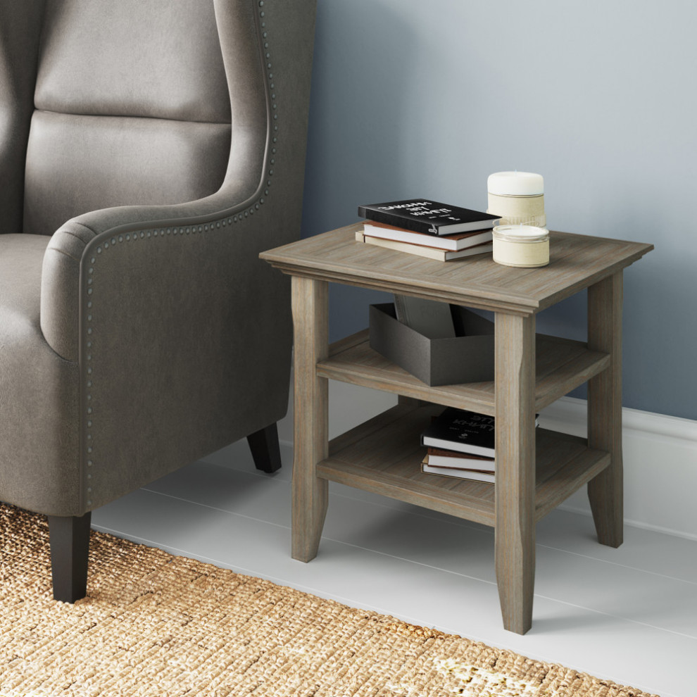 Acadian Solid Wood 19 quotSquare Rustic End Table   Farmhouse   Side Tables And End Tables   by Simpli Home Ltd.  Houzz