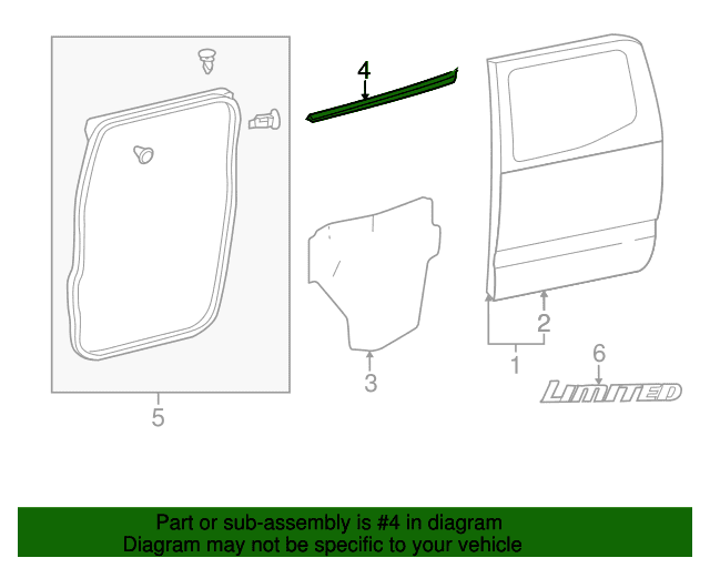 Genuine OE Toyota Door Window Belt Weatherstrip (Left， Rear) - 68164-04020