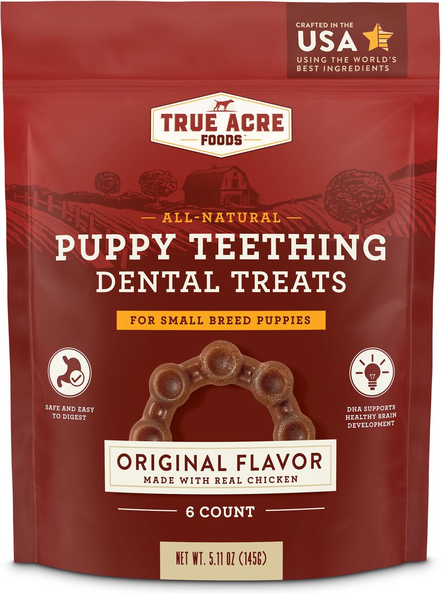 True Acre Foods All-Natural Puppy Dental Teething Ring Original Flavor Dental Dog Treat