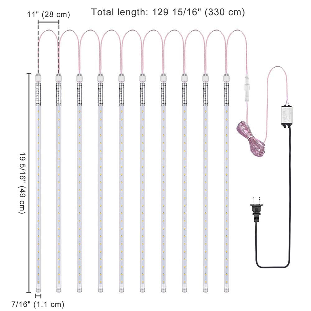 Yescom Christmas Lights Meteor Shower Lights Warm White 10Tubes 19
