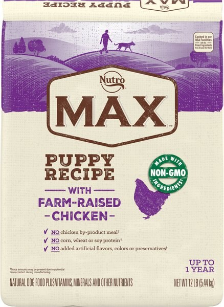 Nutro Max Puppy Farm-Raised Chicken Recipe Natural Dry Dog Food， 12-lb bag