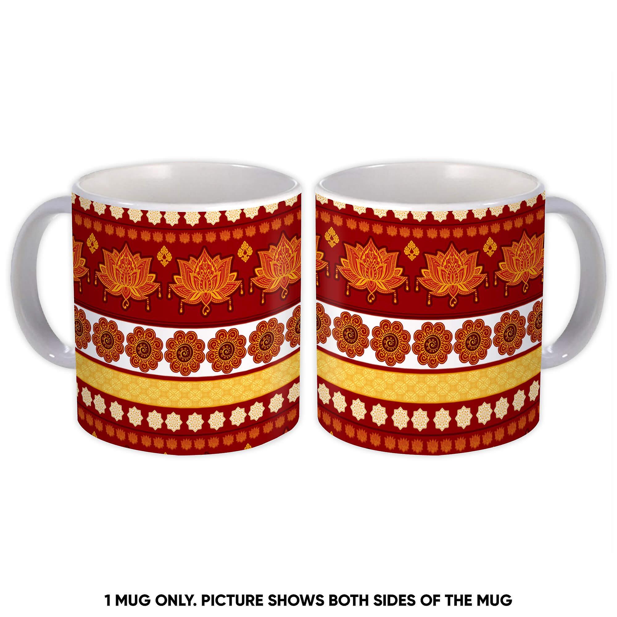 Gift Mug: Indian Lotus Pattern Water