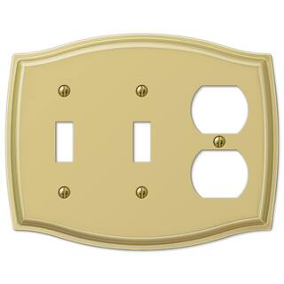 AMERELLE Vineyard 3 Gang 2-Toggle and 1-Duplex Steel Wall Plate - Polished Brass 159TTDBR