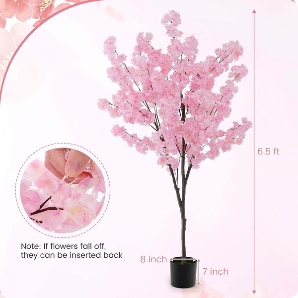 Costway 6.5 FT 1/2 PCS Tall Artificial Cherry Blossom Tree with 1170