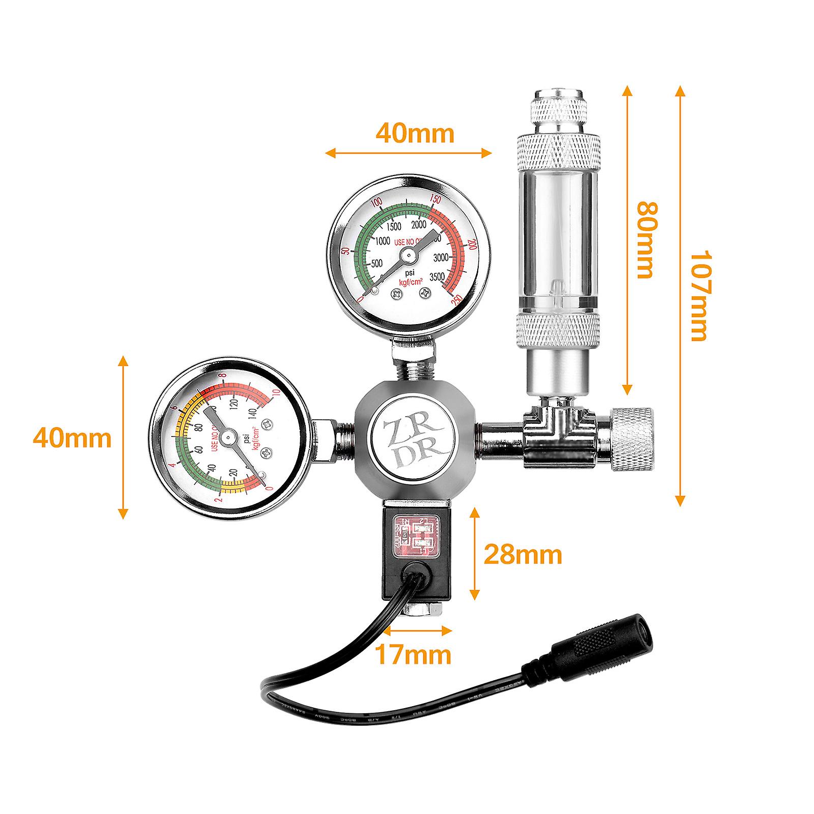 Aquarium Co2 Regulator Waterproof Carbon Dioxide Regulator With Big Gauges Bubble Counter Solenoid For W21.8 Interface Cylinder Multicolor Eu Plug W21