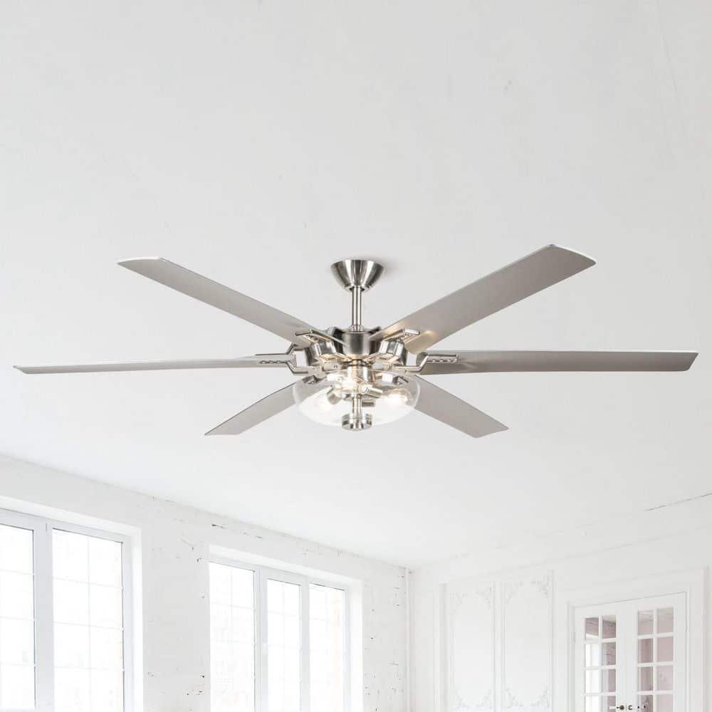 IHOMEadore 70 in Indoor Brushed Nickel Ceiling Fan with Remote Control