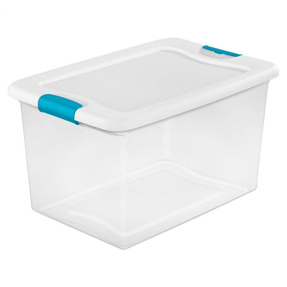 Sterilite 64 qt. Plastic Latching Storage Box Containers in Clear 12-Pack 12 x 14978006