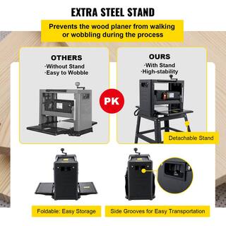 VEVOR Thickness Planer 12-12 in. Wood Planer Foldable 1500-Watts with Dust Exhaust Interface Stand for Woodworking YPJ12.5YC00000001V1