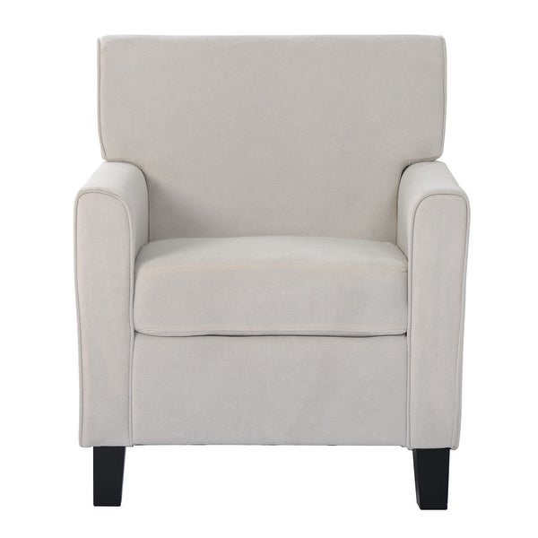 Linen Upholstered Accent Armchair with Tapered Solid Wood Legs and Square Arm