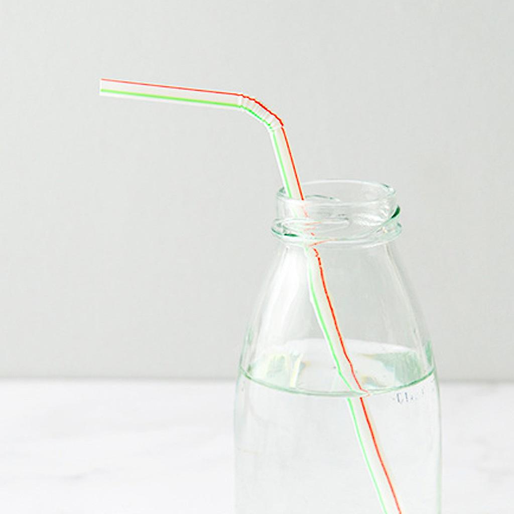 Tenske 400pc Disposable Straws Flexible Plastic Straws Striped Multi Colored Rainbow Drinking Straws Bendy Straw Bar Accessories