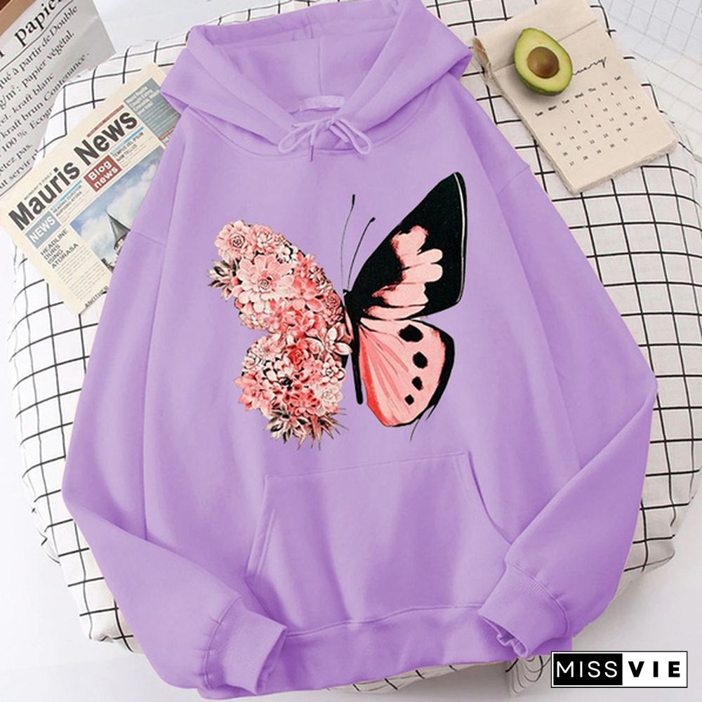 Fashion Funny Butterfly Hoodies For Women Creative Personalized Autumn Winter Sweatshirt Ladies Pullovers