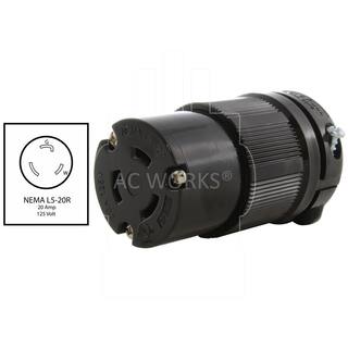 AC WORKS NEMA 20 Amp 125-Volt 3-Prong Locking Female Connector with UL C-UL Approval ASL520R-BK