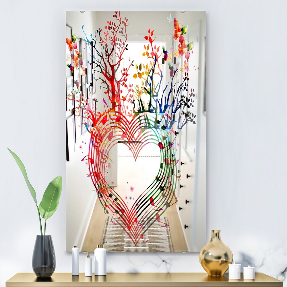 Designart 'Music Notes VI' Traditional Mirror   Large Printed Wall Mirror