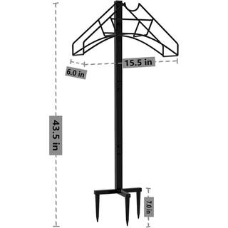 Freestanding Garden Hose Rack Hook Cast Metal Hose Storage Rack for Patio Lawn in Black B08978SRY2