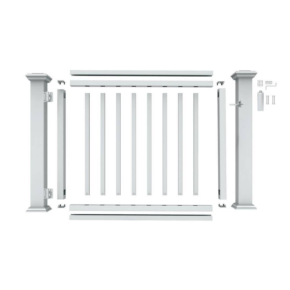 Veranda 36 in. to 48 in. Traditional White PolyComposite Rail Gate Kit 73040994