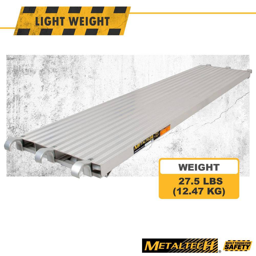 MetalTech 7 ft. L x 19 in. W Scaffolding Platform Aluminum Work Platform and Scaffold Plank for Metaltech Scaffolding 3-Pack M-MPA719K3