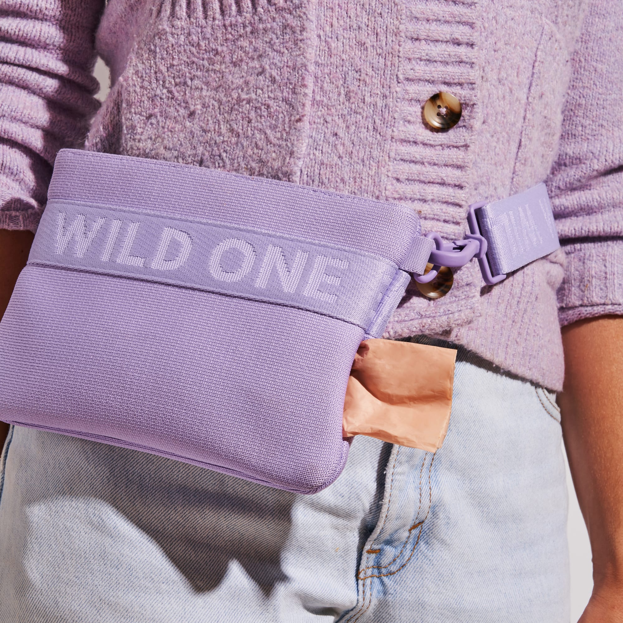 Wild One Recycled Knit Lilac Treat Pouch