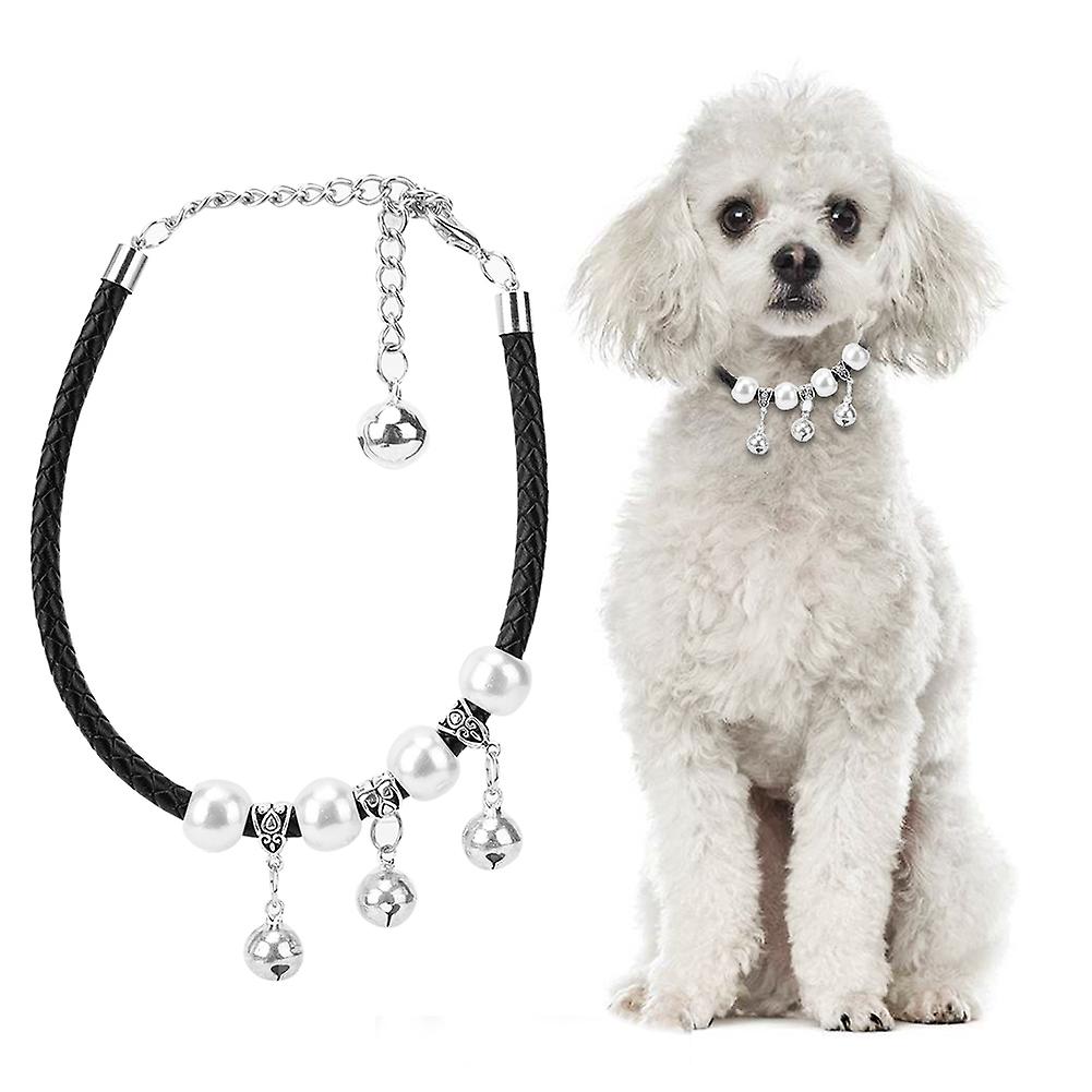 Quality Pet Adjustable Cute Necklace Collars With Bell For Most Of Dog Cat Supplyblack L