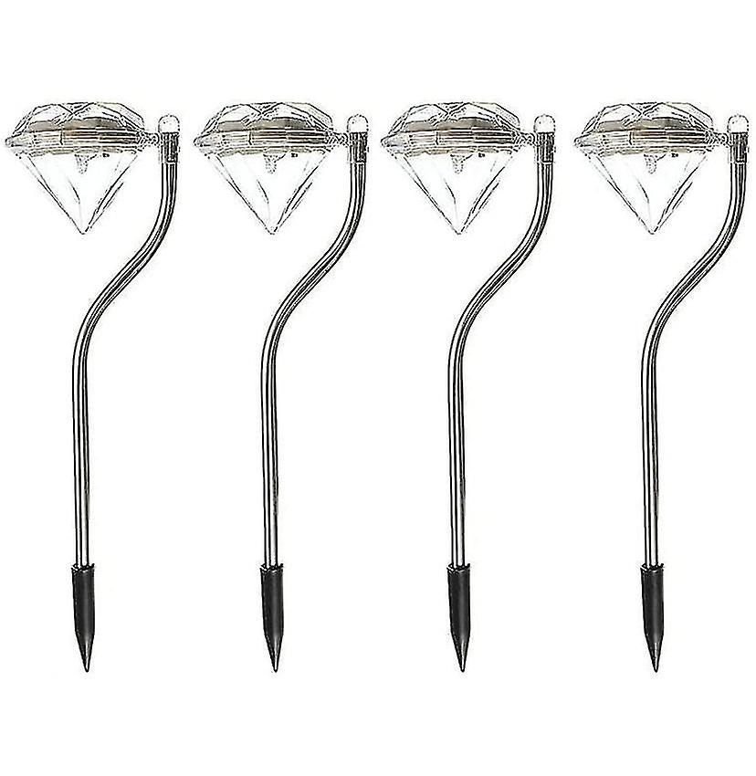 4 Pieces Led Color Changing Solar Diamond Pole Lights Garden In Lamps