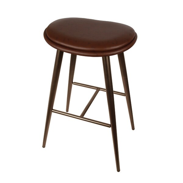 30in Backless Barstool with Faux Leather，Saddle seat-2 Pack