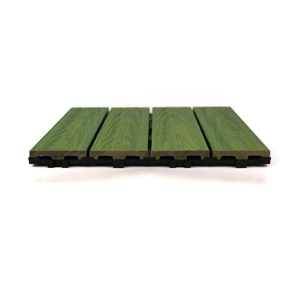 NewTechWood UltraShield Naturale 1 ft. x 1 ft. Quick Deck Outdoor Composite Deck Tile Sample in Irish Green US-QD-ZX-SG-S