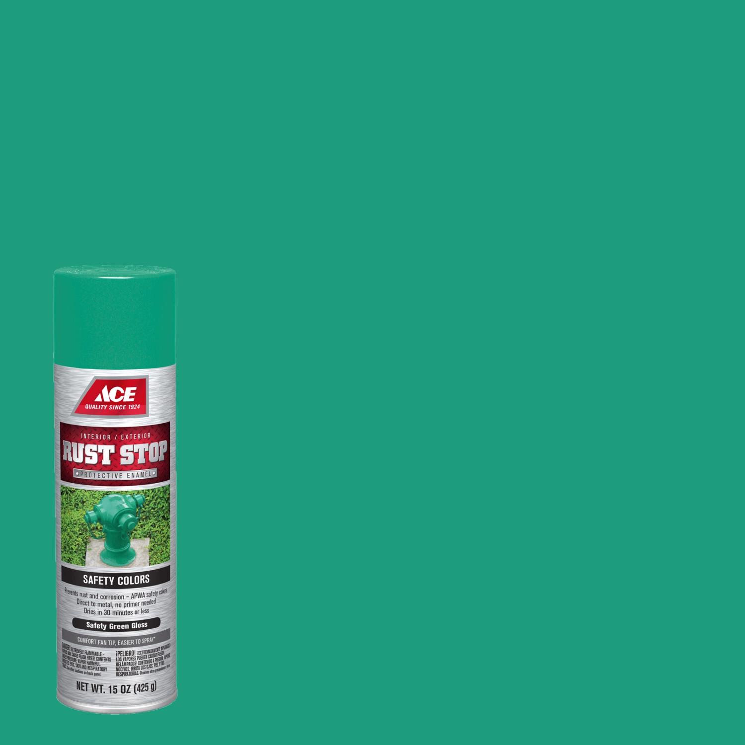 Ace Rust Stop Gloss Safety Green Protective Enamel Spray Paint 15 oz