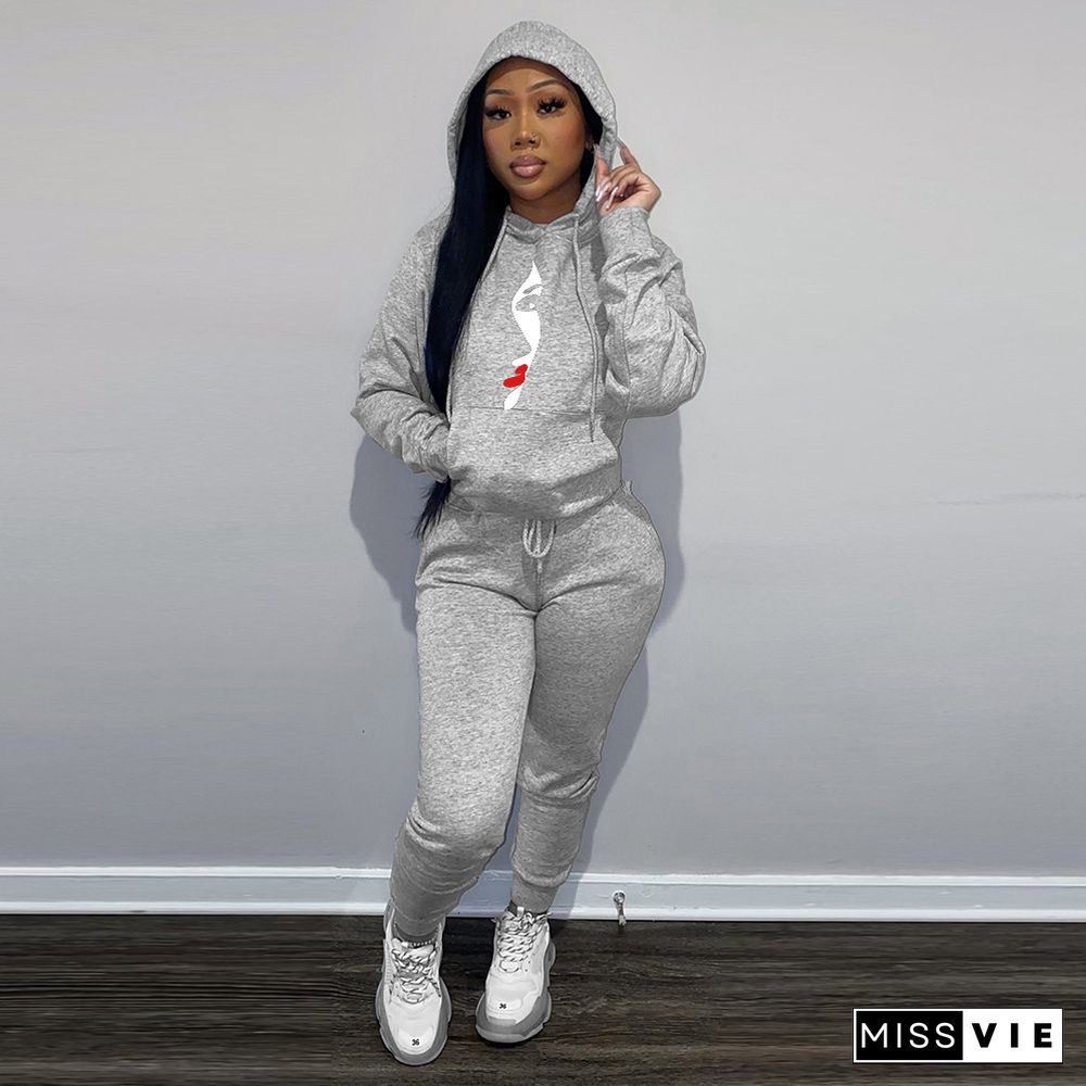 Fleece Hoodies Sweatshirt and Pants Tracksuit