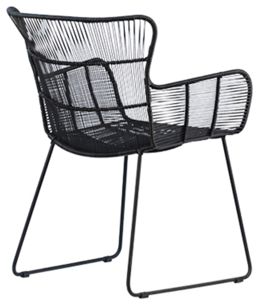 Black Rope Outdoor Arm Chair   Beach Style   Outdoor Dining Chairs   by Design Mix Furniture  Houzz