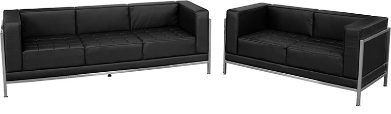 Black Leather Lounge Set  2 PC   Contemporary   Living Room Furniture Sets   by Beyond Design  ampMore  Houzz