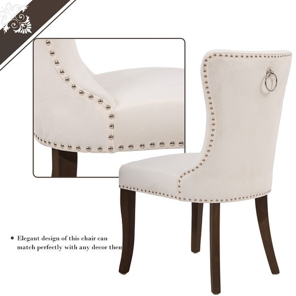 Dining Chair Tufted Armless Chair Upholstered Accent Chair， Set of 2， Cream