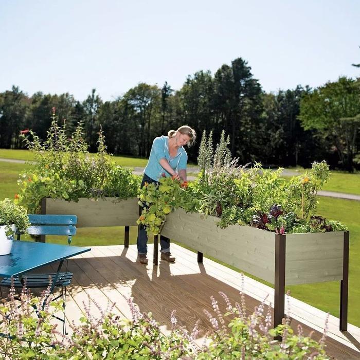 Watering Eco-Stained Elevated Planter Box