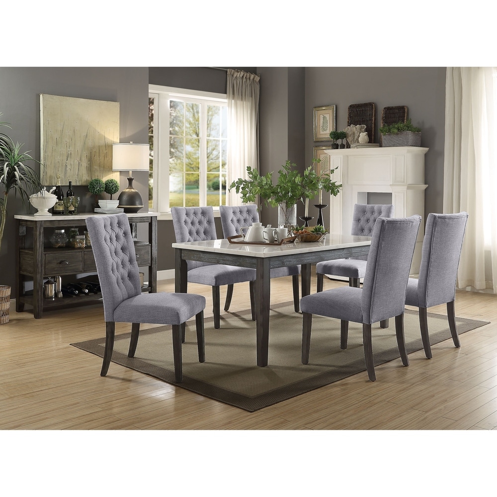 ACME Merel Server in White Marble and Gray Oak