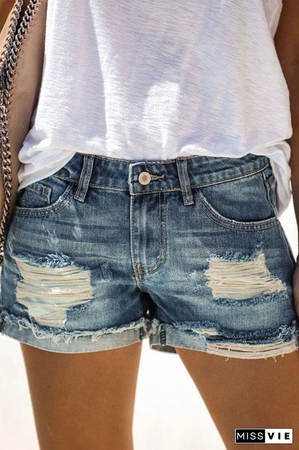 Ripped Jeans Denim Shorts