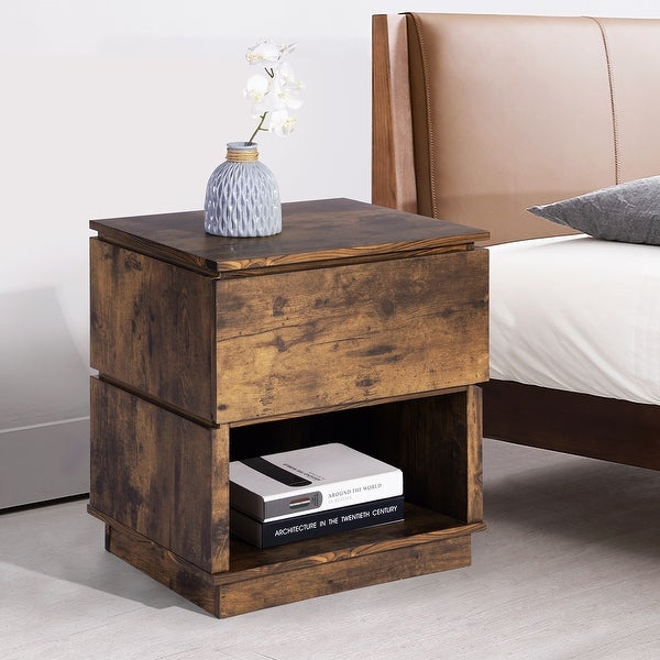 Carbon Loft Annon Wood Mid-Century Night Stand End Table - - 29145656