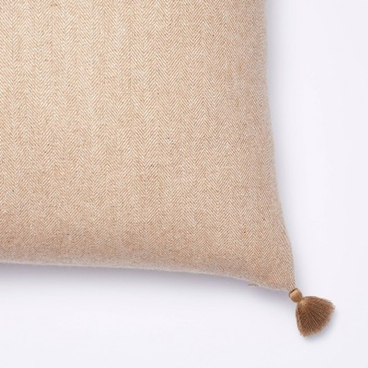 Euro Herringbone Weave with Tassels Decorative Throw Pillow Camel - Threshold™ designed with Studio McGee