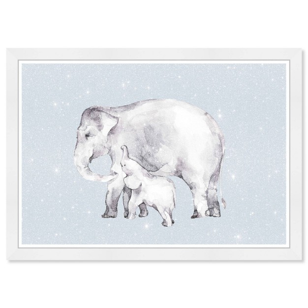 X 15 quot Mama And Baby Elephant Diamonds Animals Framed Art Print Wynwood Studio