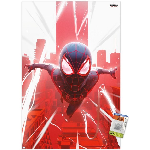 Trends International Marvel x27 s Spider man Miles Morales Falling Unframed Wall Poster Prints