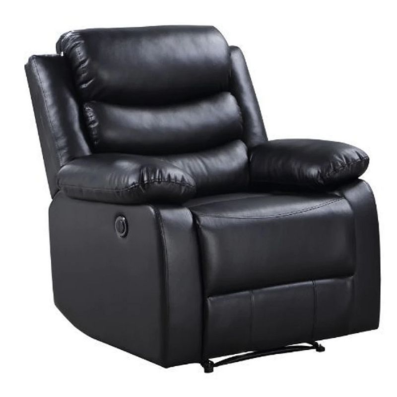 Power Recliner with Pocket Coil Seating and Pillow Top Arms， Black