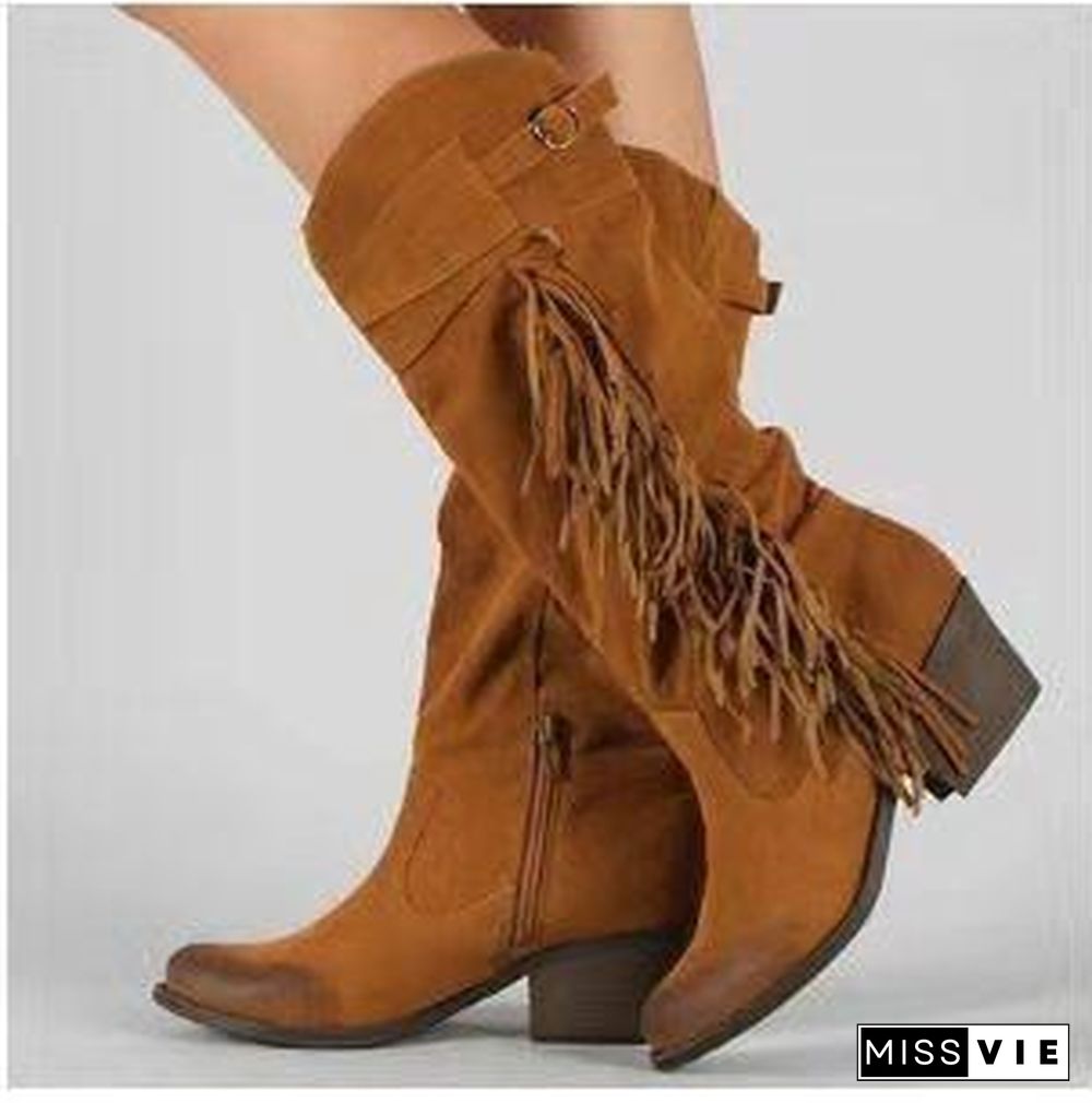 New Buckle Tassel Boots