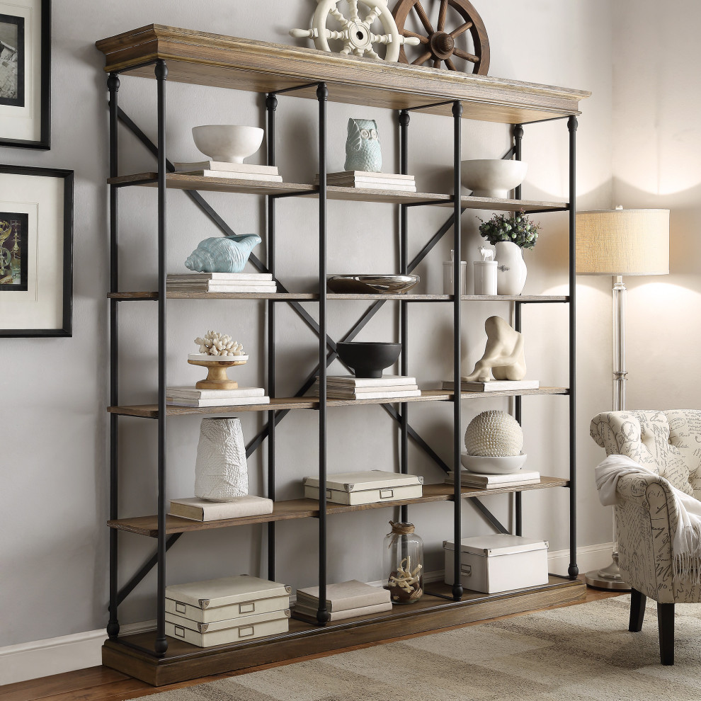 Eleanor Cornice 5 Shelf Bookcase   Industrial   Bookcases   by Inspire Q  Houzz