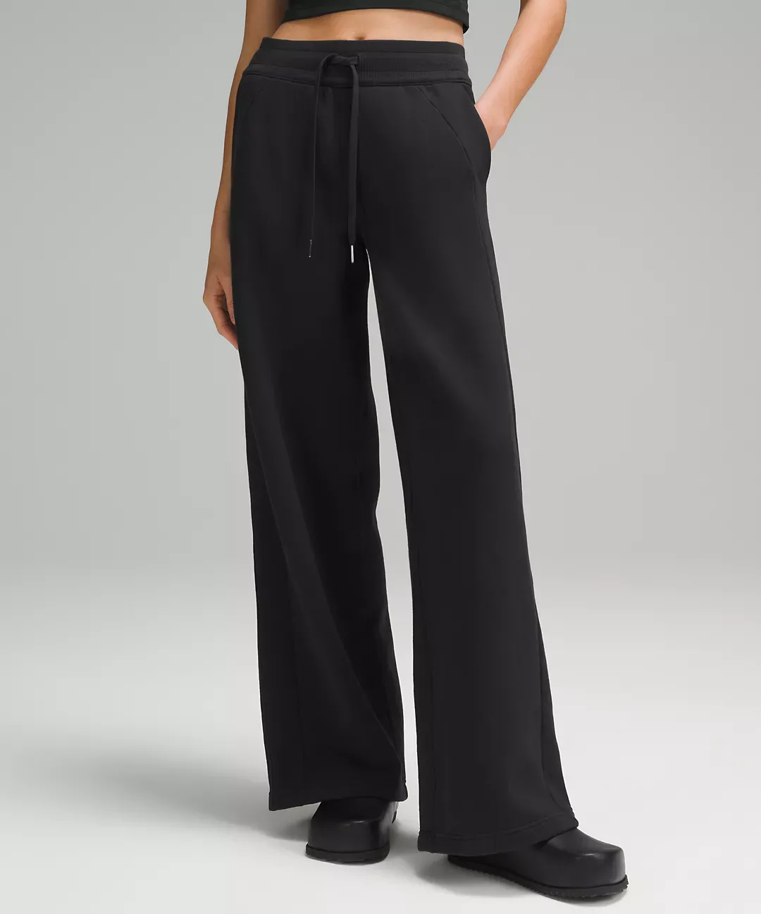 Scuba Mid-Rise Wide-Leg Full Length Pant