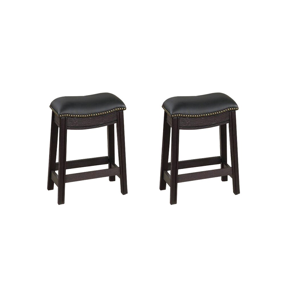 Black PU Upholstery Bar Stool， Set of 2