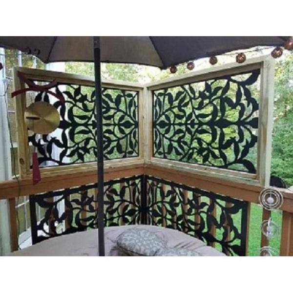 Acurio Latticeworks Olive Branch 4 ft. x 32 in. Black Vinyl Decorative Screen Panel 4832PVCBK-OVB