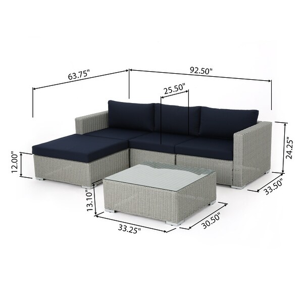 Santa Rosa Outdoor 5piece Wicker Seating Sectional Set with Cushions by Christopher Knight Home