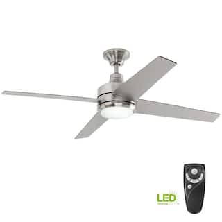 Home Decorators Collection Mercer 52 in. LED Indoor Brushed Nickel Ceiling Fan with Light Kit and Remote Control 54725