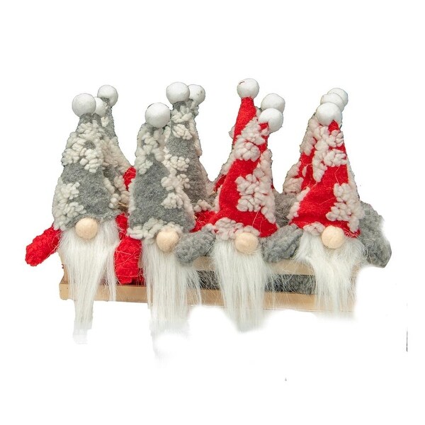 AandB Home Gnomes with Snowflake Patterned Hat in Wooden Crate