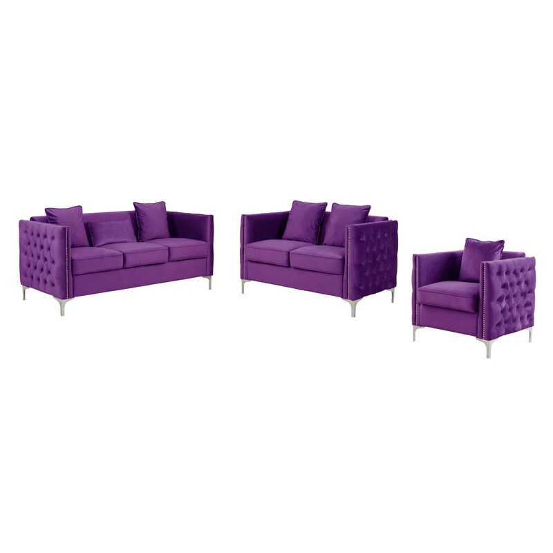 Bayberry Velvet Sofa Loveseat Chair Living Room Set