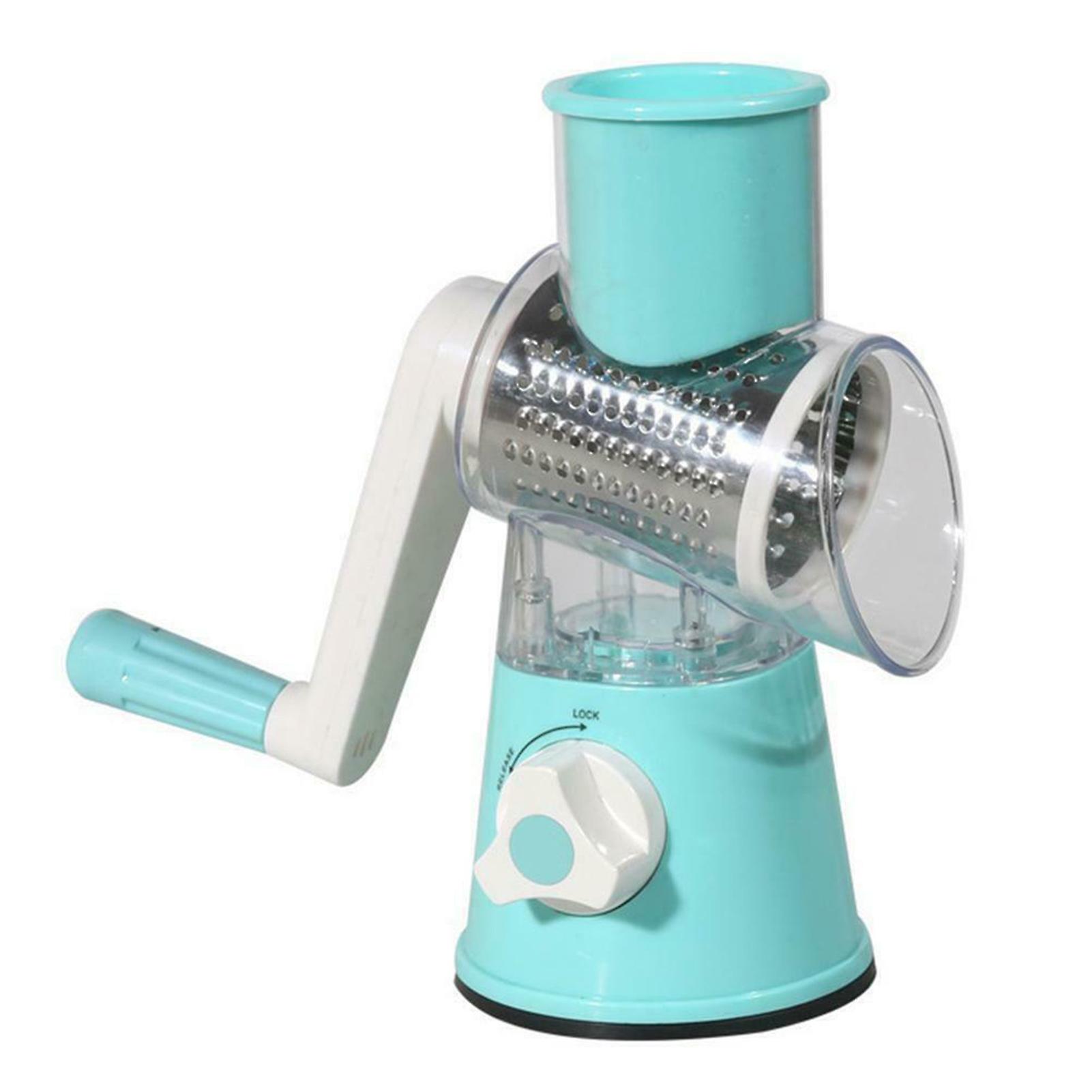 Blue Multi-function Drum Rotary Grater Manual Coleslaw Slicer Cheese Vegetable Cutter