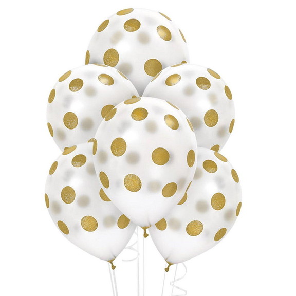 Unique Industries 258700 White and Gold Dots Latex...