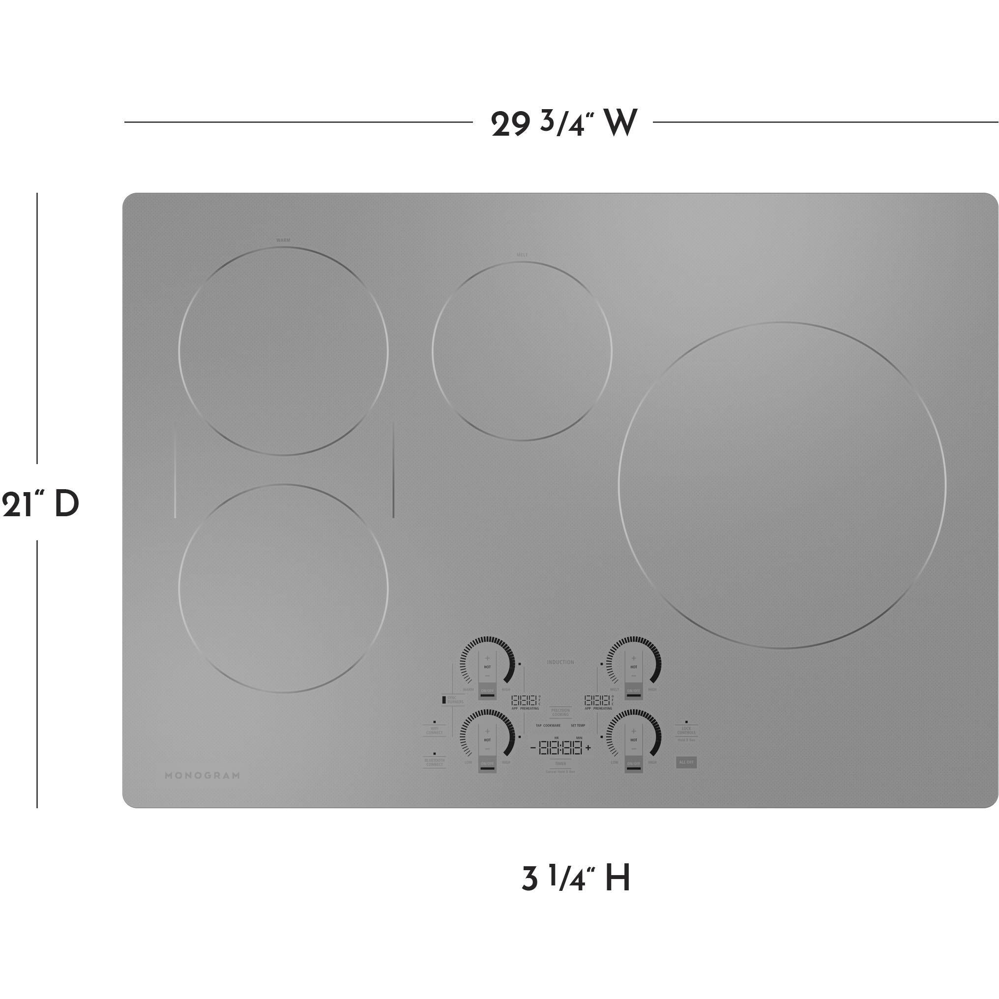 Monogram 30-inch Built-In Induction Cooktop with Wi-Fi Connect ZHU30RSTSS